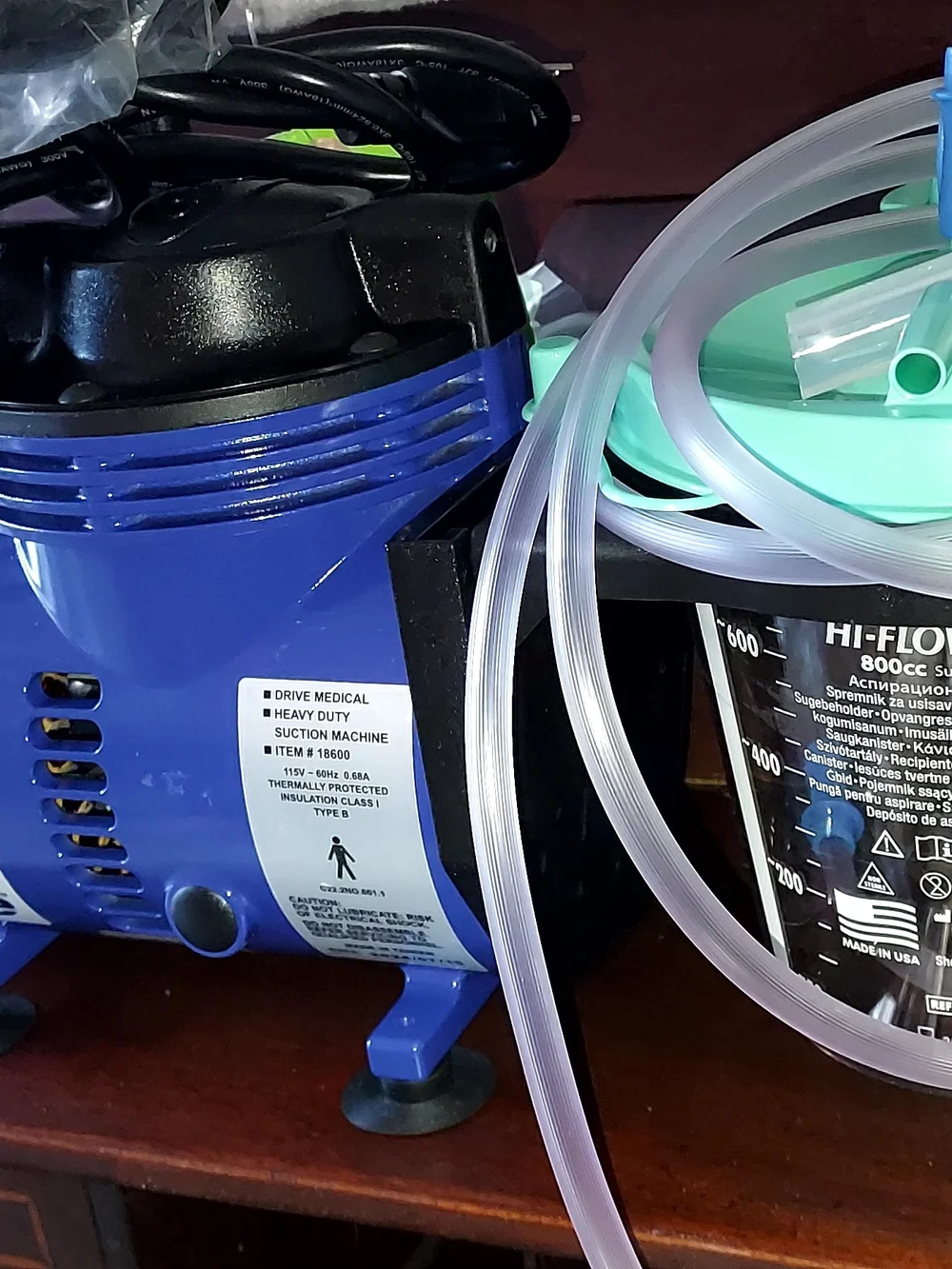 Blue Heavy Duty Suction Machine - Portable Home Medical Suction
